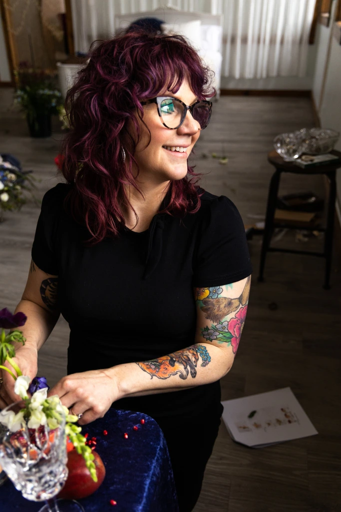 Alison Bakke working on her flower farm in Minnesota, USA